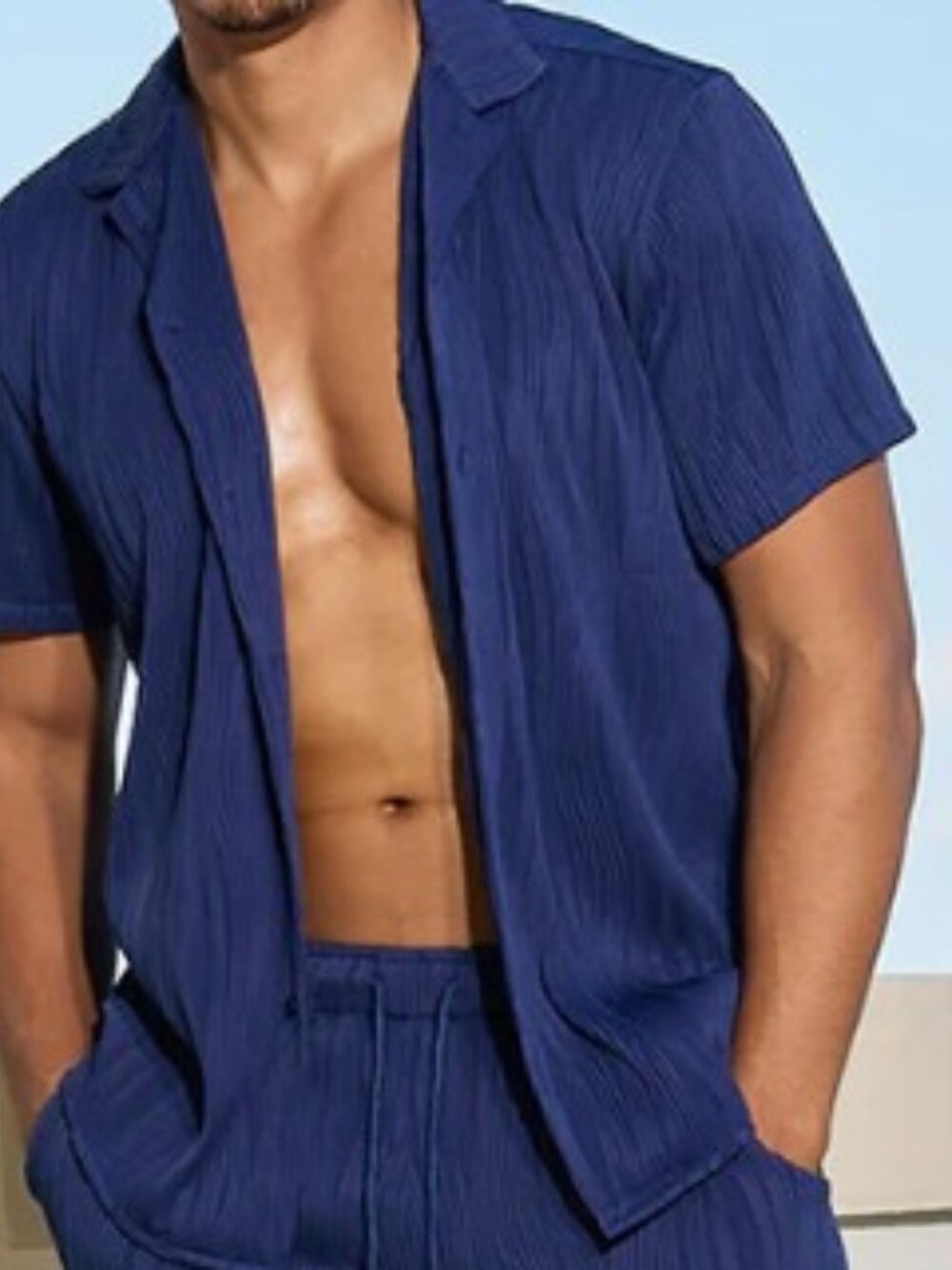 ICON SWIM Alar Shirt Blue Men's XL Button front Resort Wear NEW